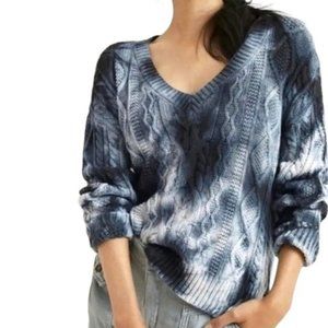 Anthropologie Pilcro Joni Shibori Cable Knit Cotton Sweater - Blue - S